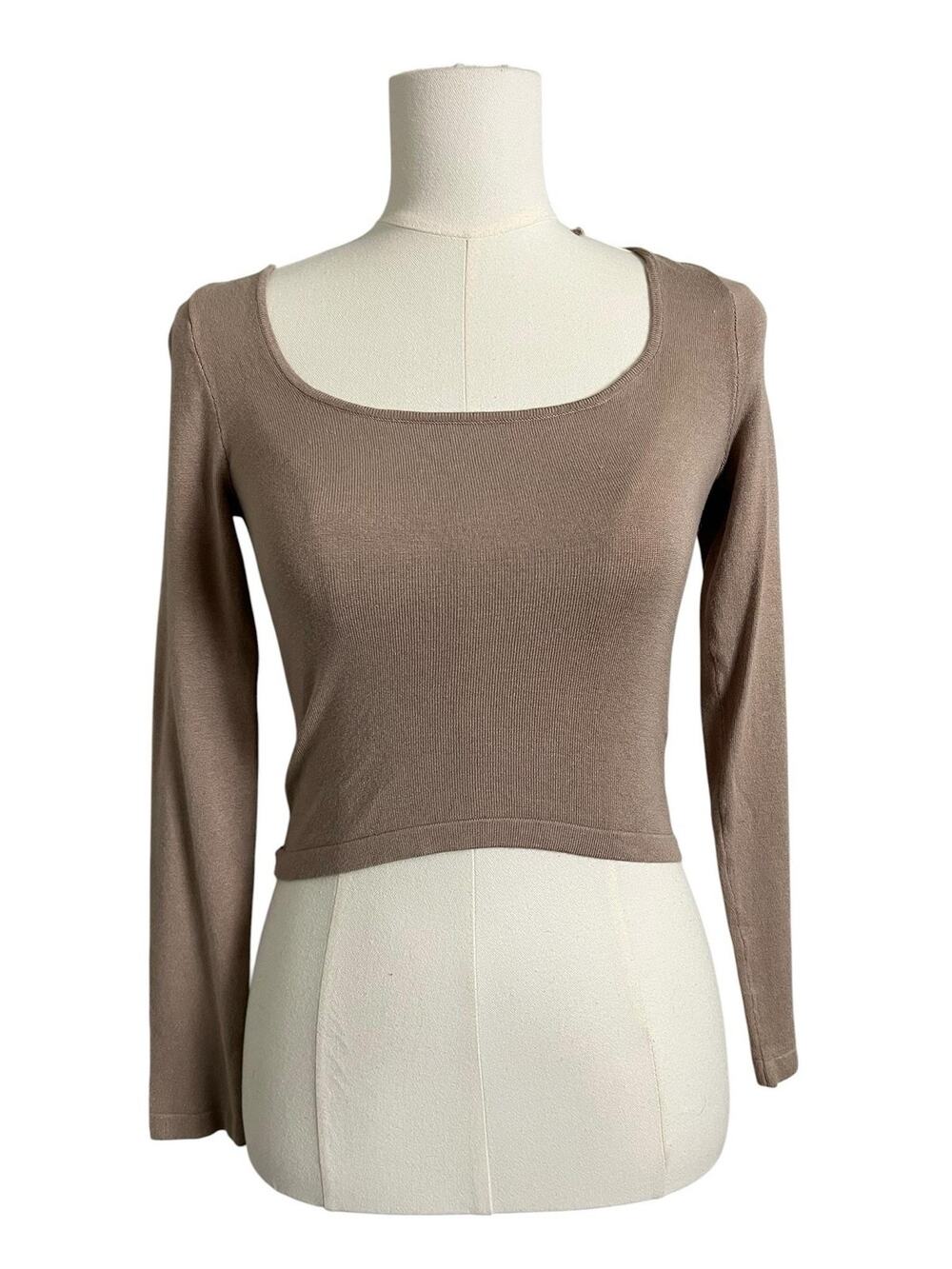 Forever 21 Pullover Sweater Womens Small Beige Square Neck Open Back Cropped Top